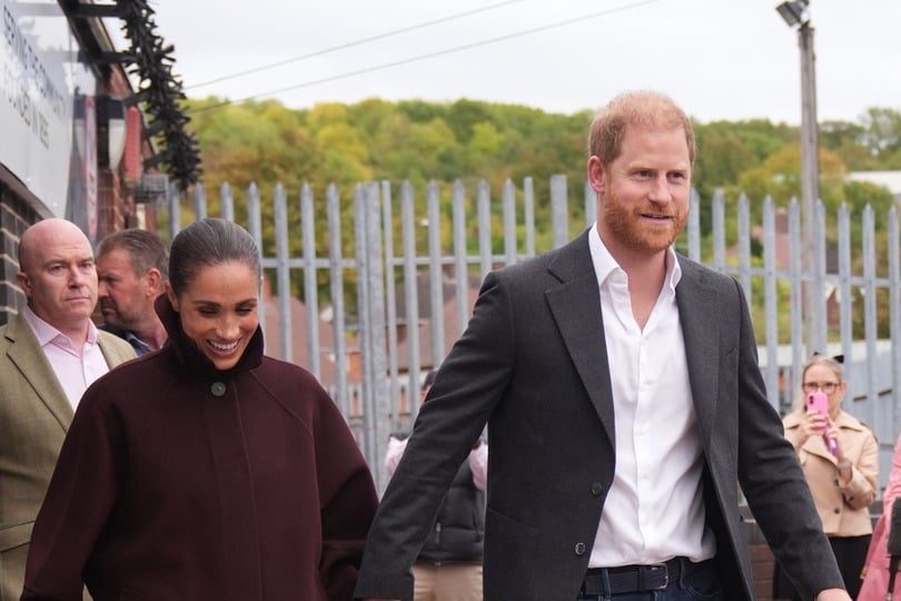 The Duke and Duchess of Sussex leave following a visit to Epic Partners in Nottingham (Joe Giddens/PA)