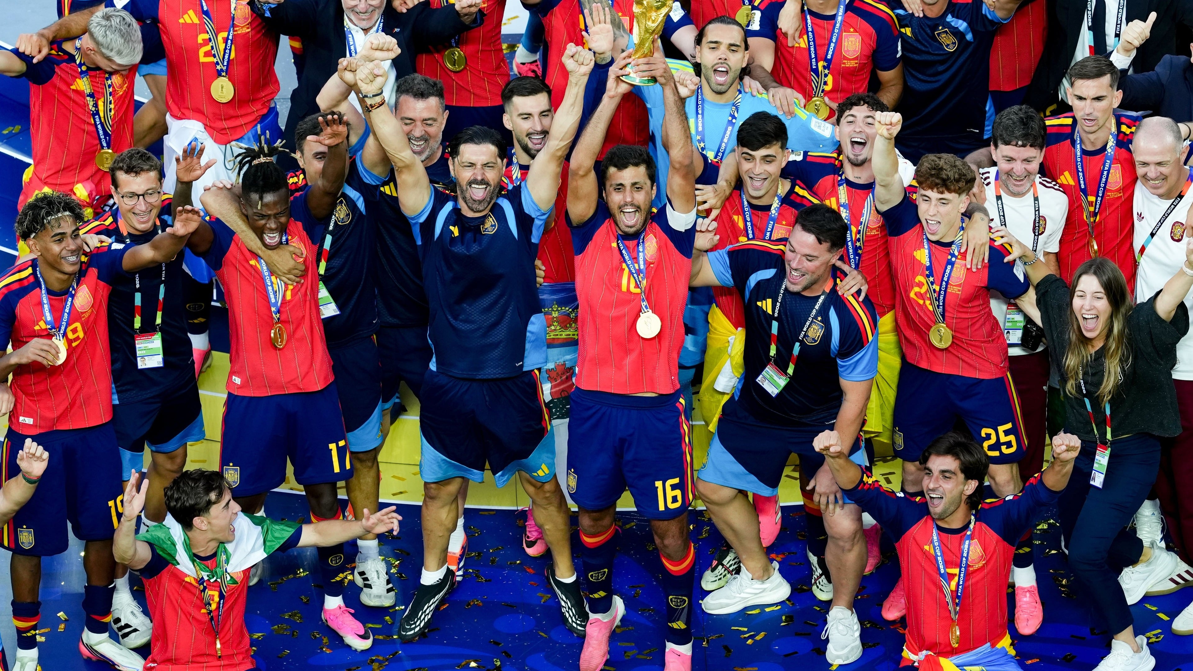 Spanish football fans celebrate World Cup win in London streets