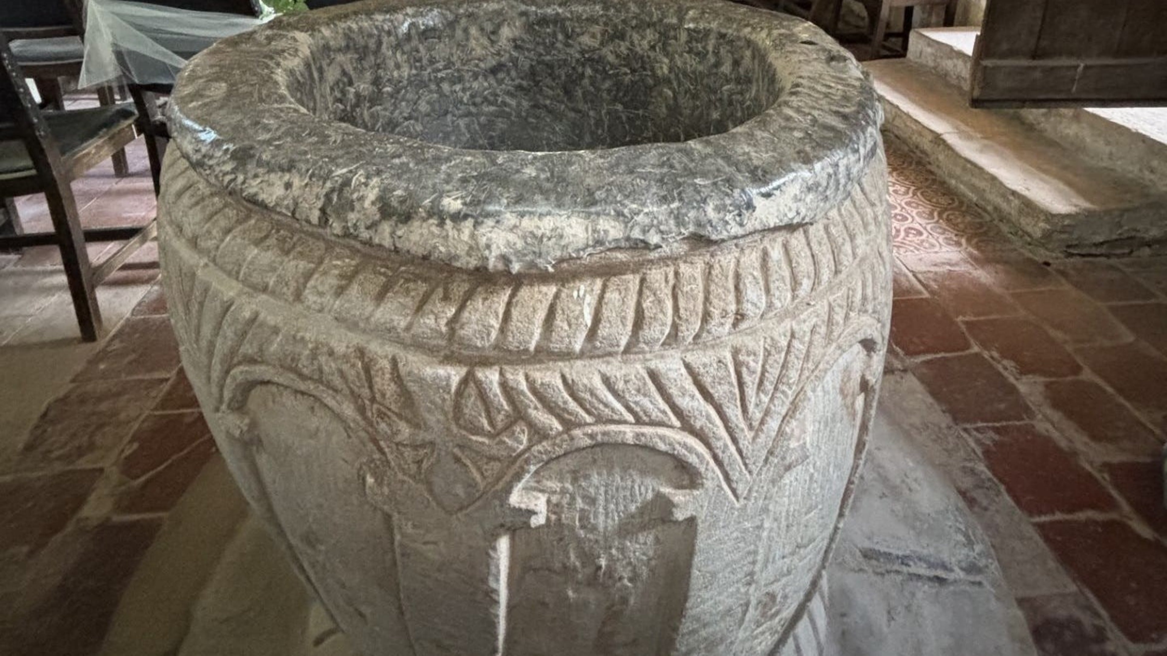 Medieval font once at Gordonstoun moved to Shropshire and later returned