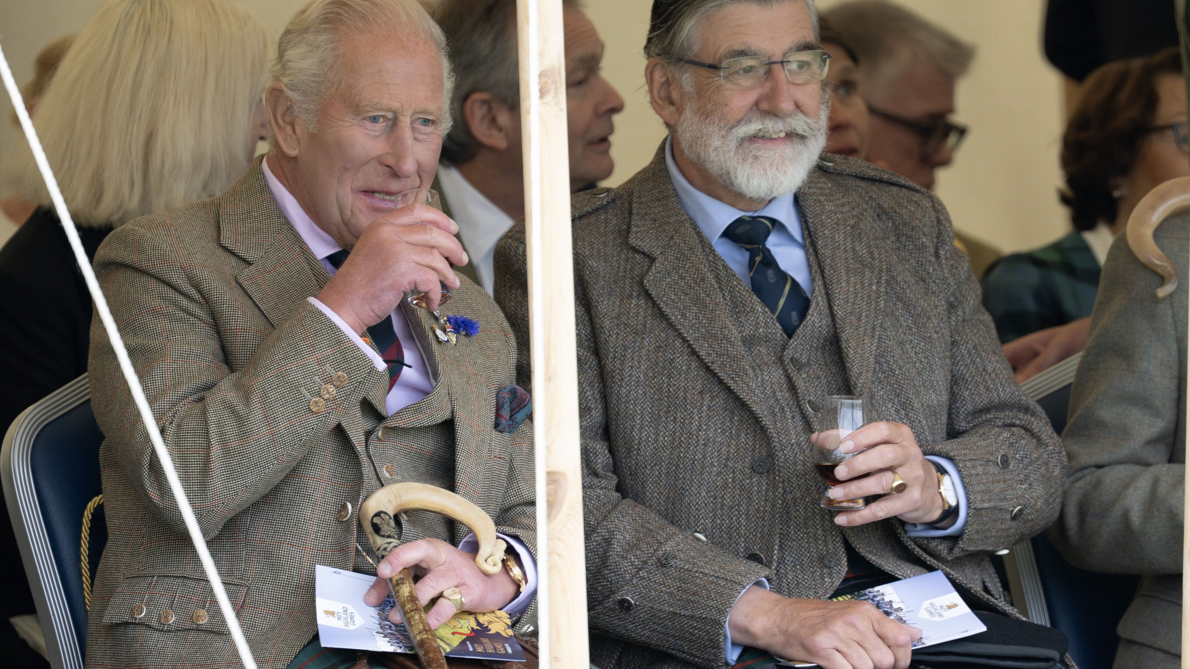 King attends Mey Highland Games and drinks a dram