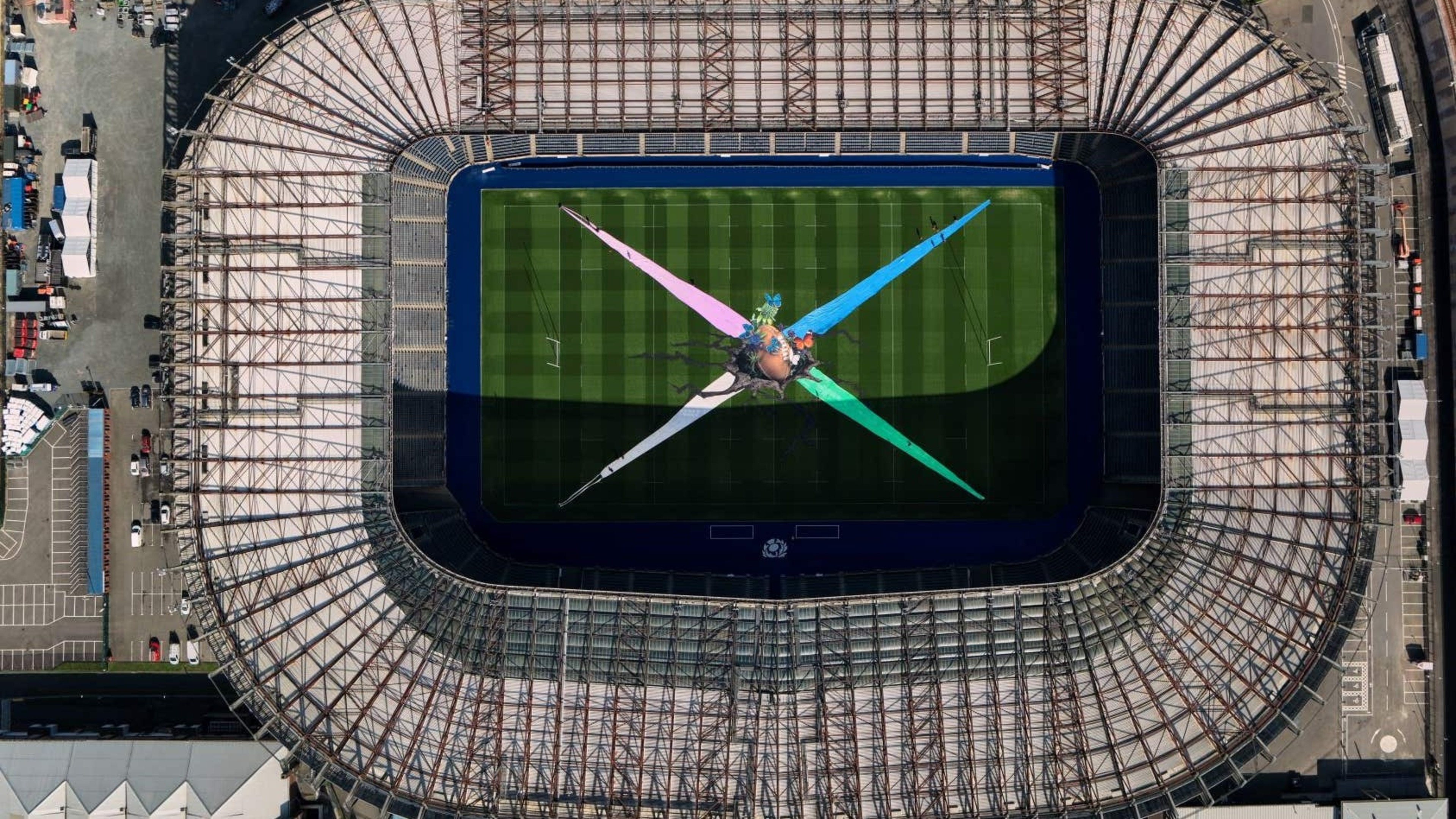 Artwork placed on Murrayfield pitch to mark women’s sport milestone