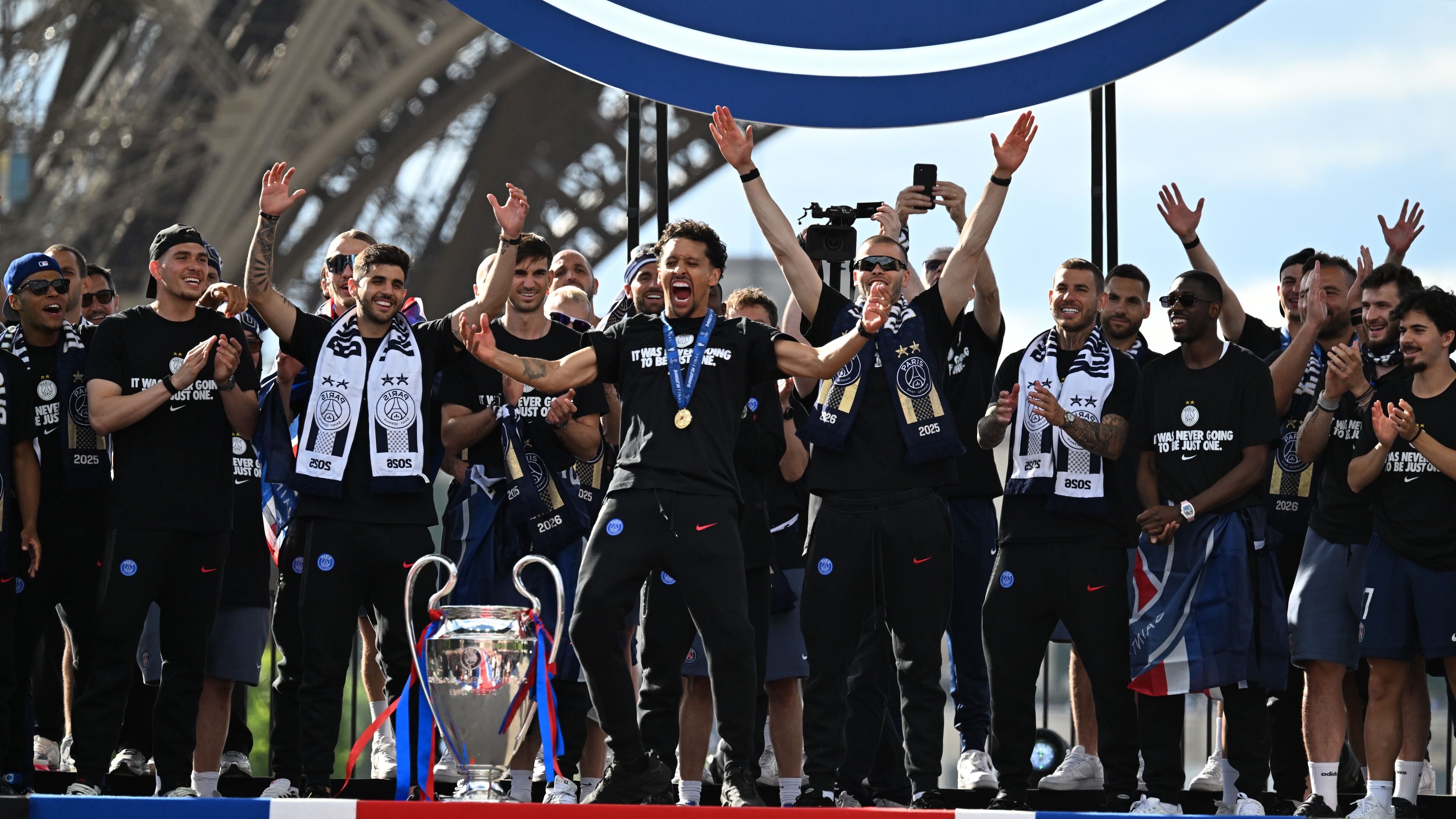 French capital hosts PSG parade after clashes marred Champions League win