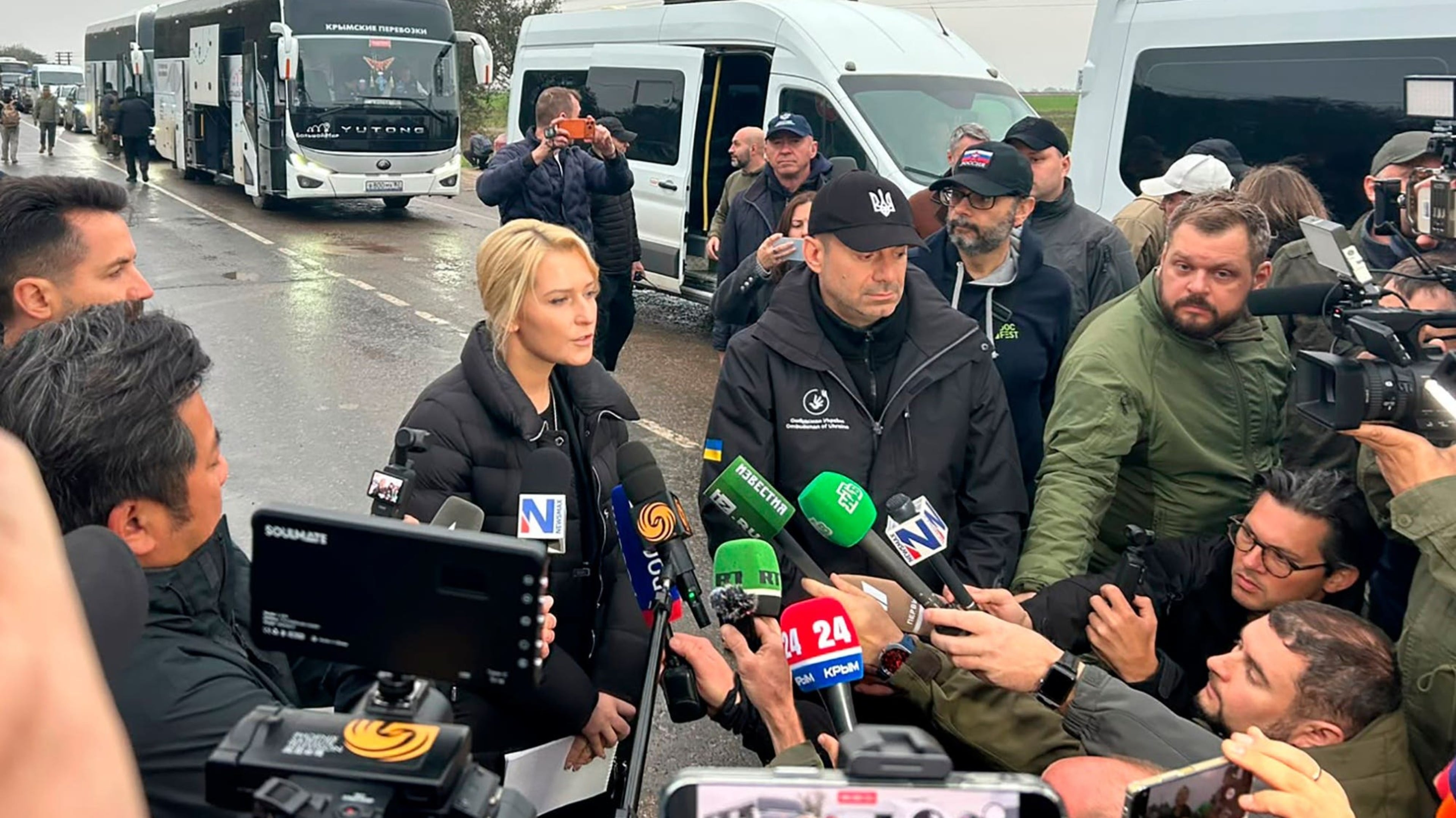 Evacuees from Russian-occupied Oleshky travel via Belarus en route to Ukraine