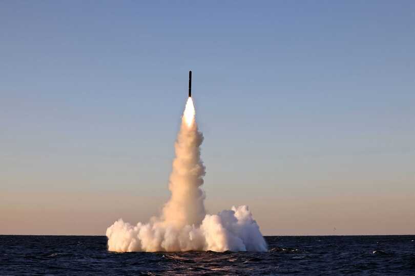 An underwater-launched missile test in the North Korea’s eastern waters (Korean Central News Agency/Korea News Service via AP)