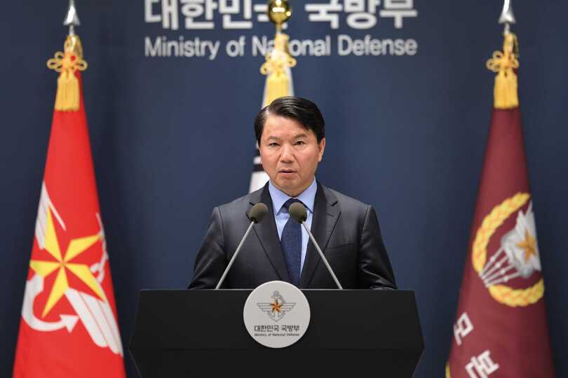 Defence minister Kim Hong-Cheol outlined the proposal (Suh Dae-yeon/Yonhap via AP)