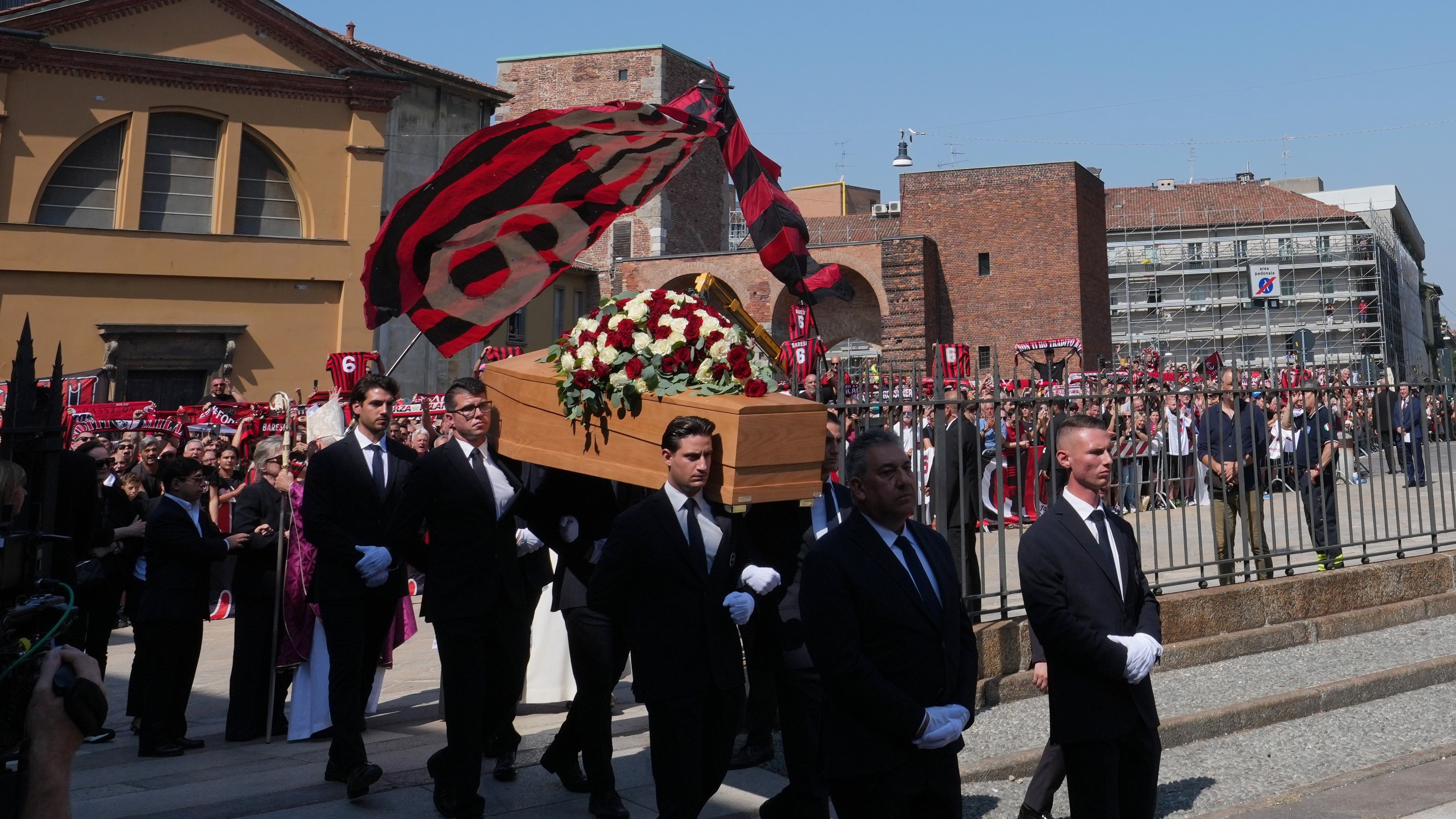 Former AC Milan stars attend Franco Baresi’s funeral as mourners line streets