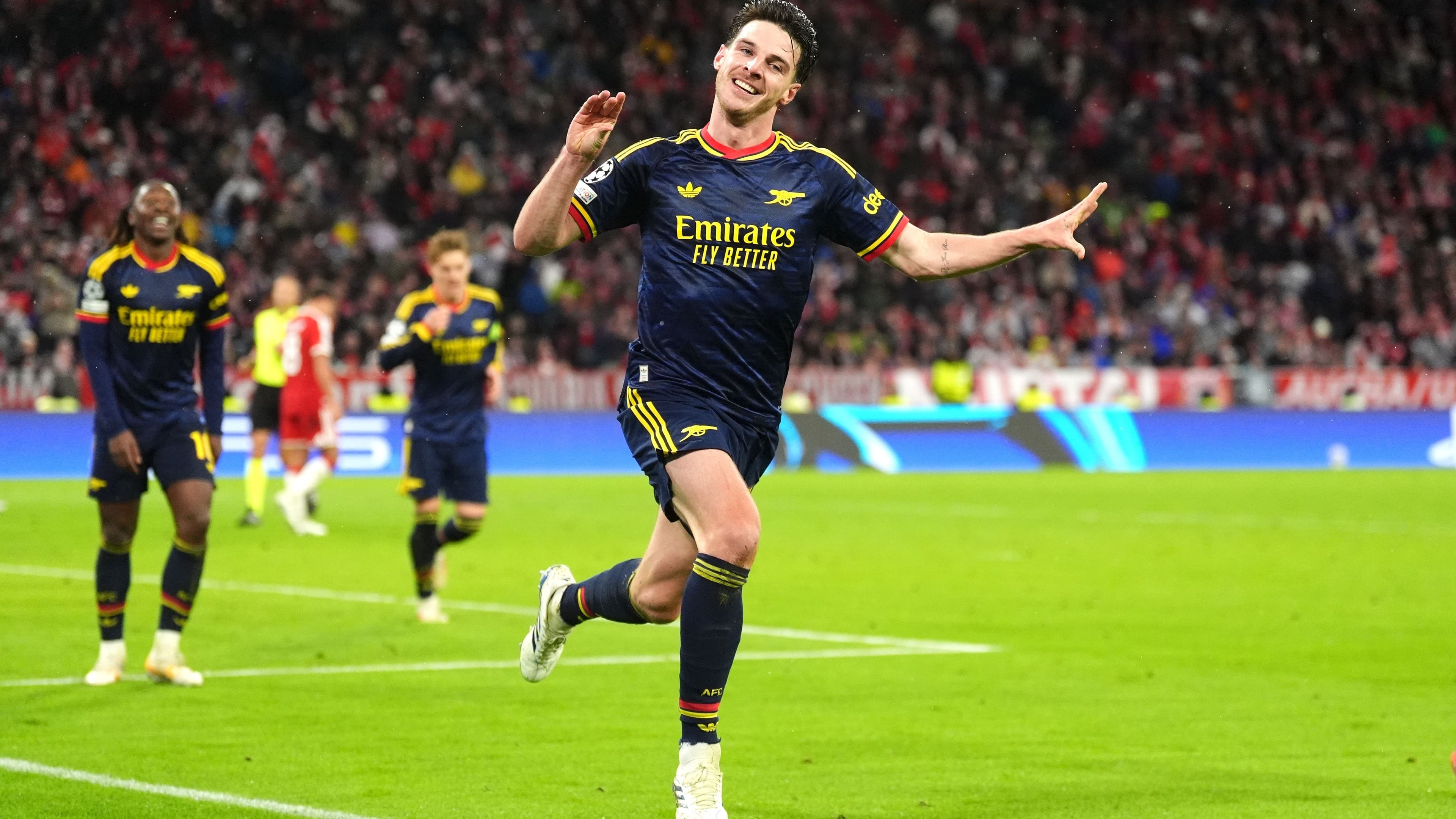 Late Declan Rice strike snatches Arsenal a point at Bayern Munich