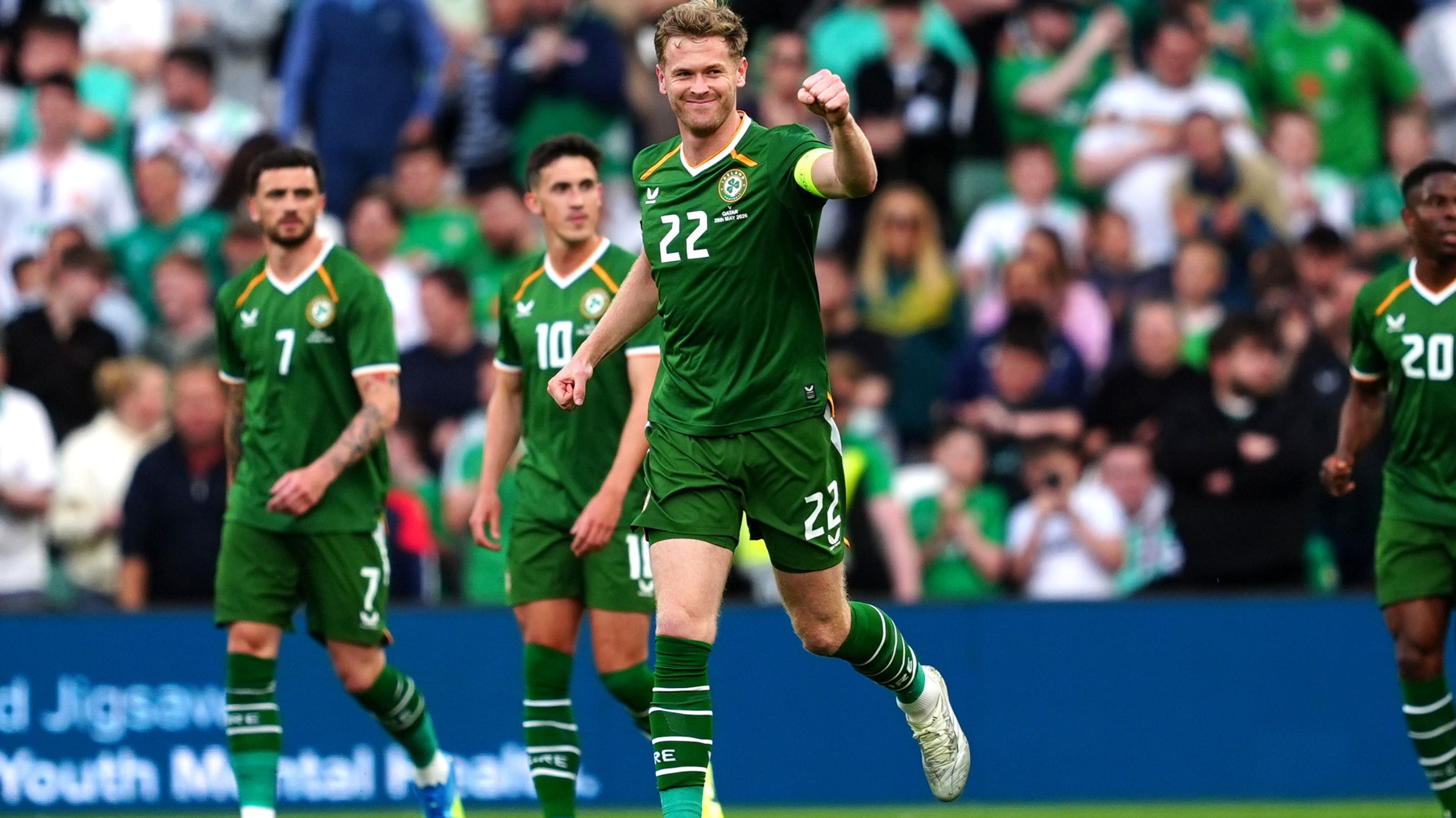 Captain Nathan Collins’ header gives Ireland victory over Qatar