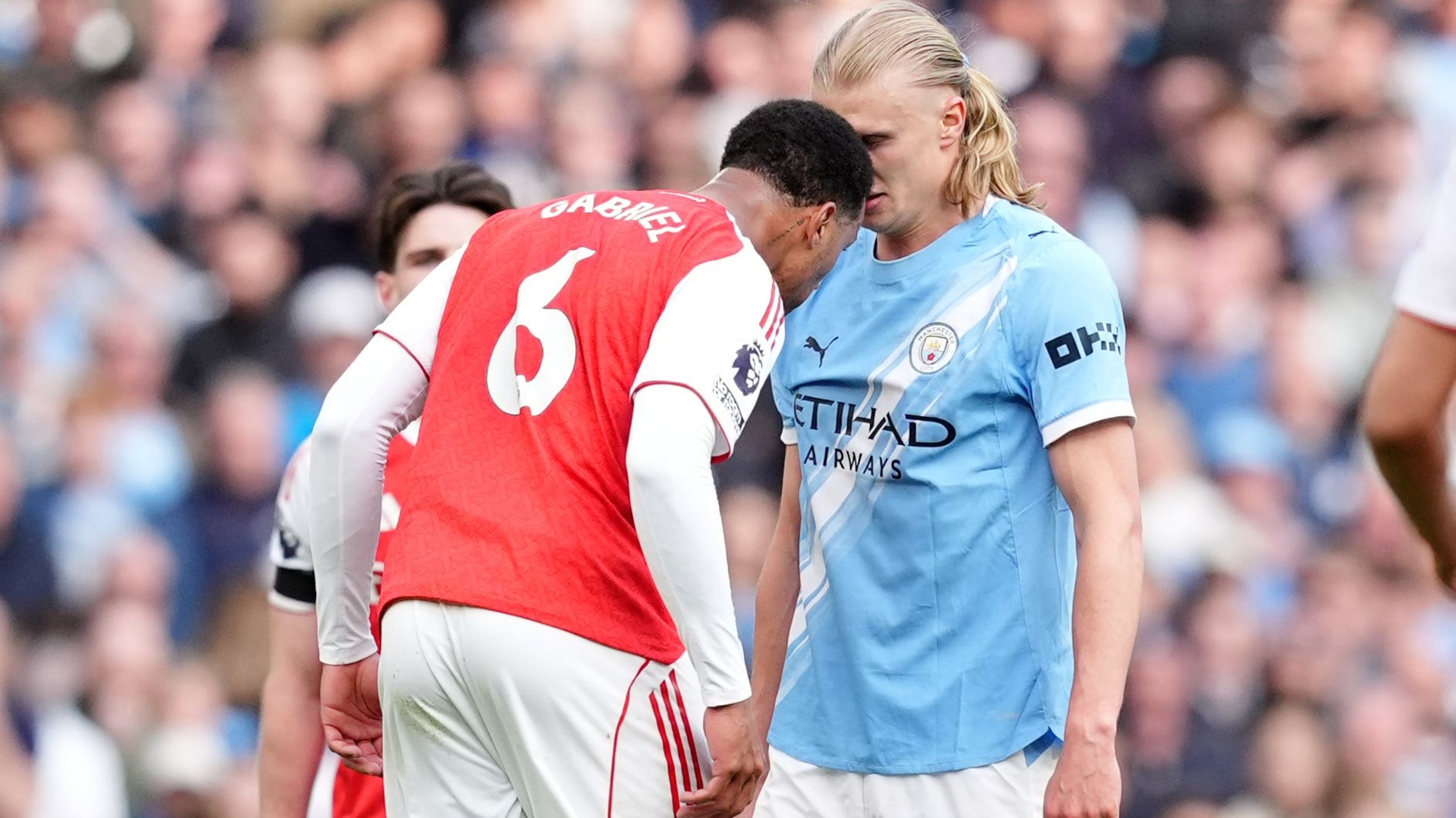 Erling Haaland feels Gabriel should have seen red for head move in heated clash