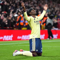 Noni Madueke celebrates his late winner (Mike Egerton/PA).