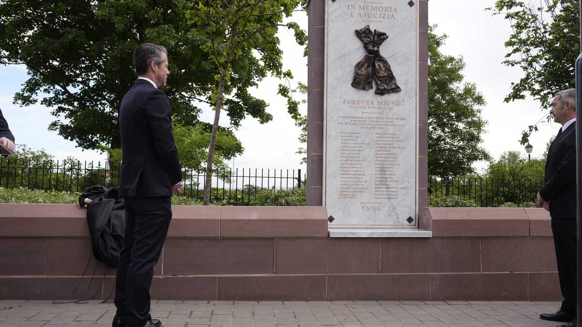 Liverpool unveil new memorial in remembrance of the 39 victims of Heysel disaster